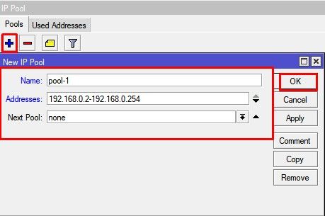 Настройка MikroTik, определить диапазон IP адресов для DHCP сервера